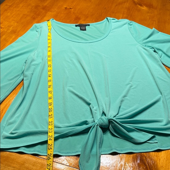 Grace Elements Aqua 3/4 Bell Sleeve Scoop Neck Tie Front Size Large - Picture 5 of 8
